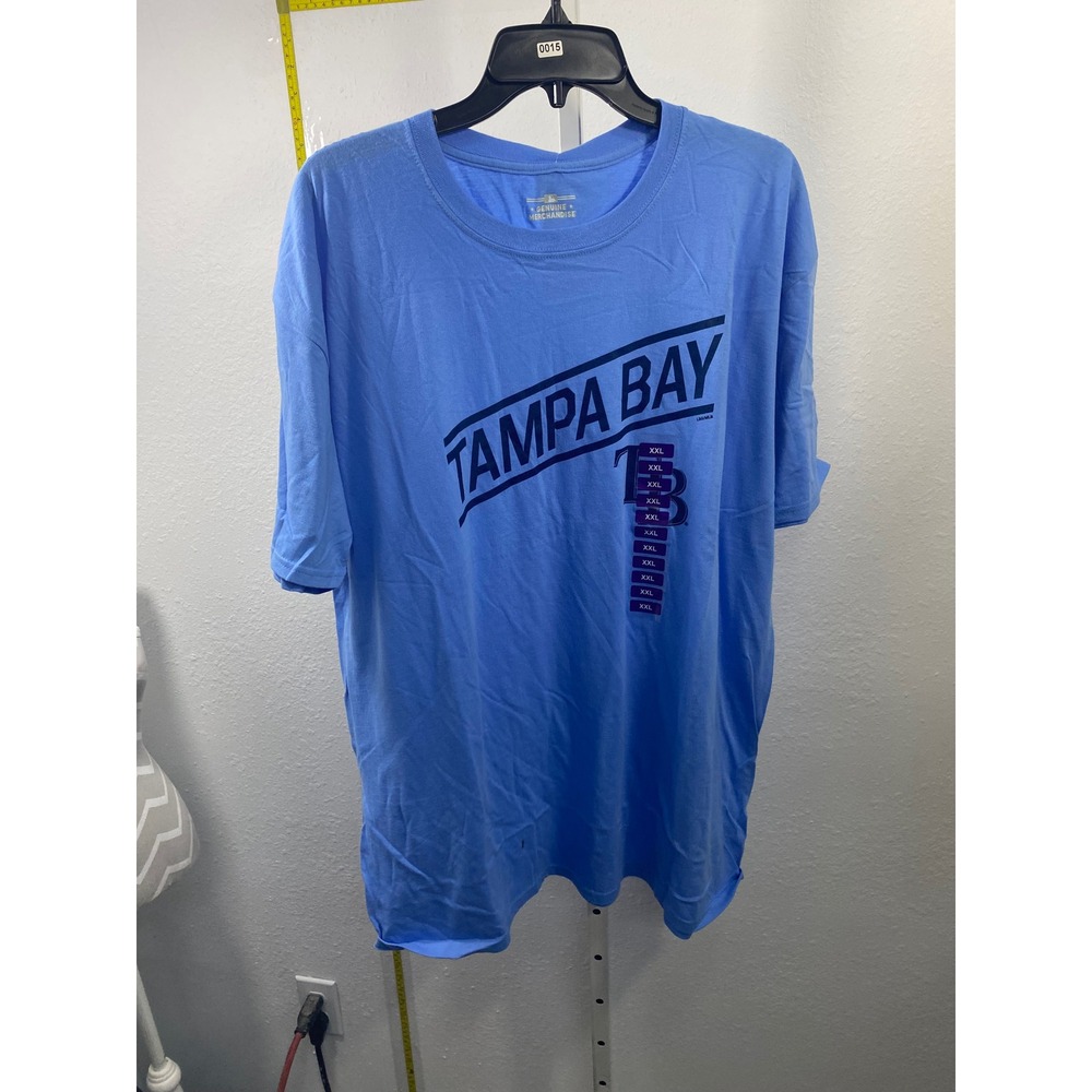 MLB‎ Tampa Bay Rays T-Shirt Mens 2XL Light Blue Graphic Tee Genuine Merchandise